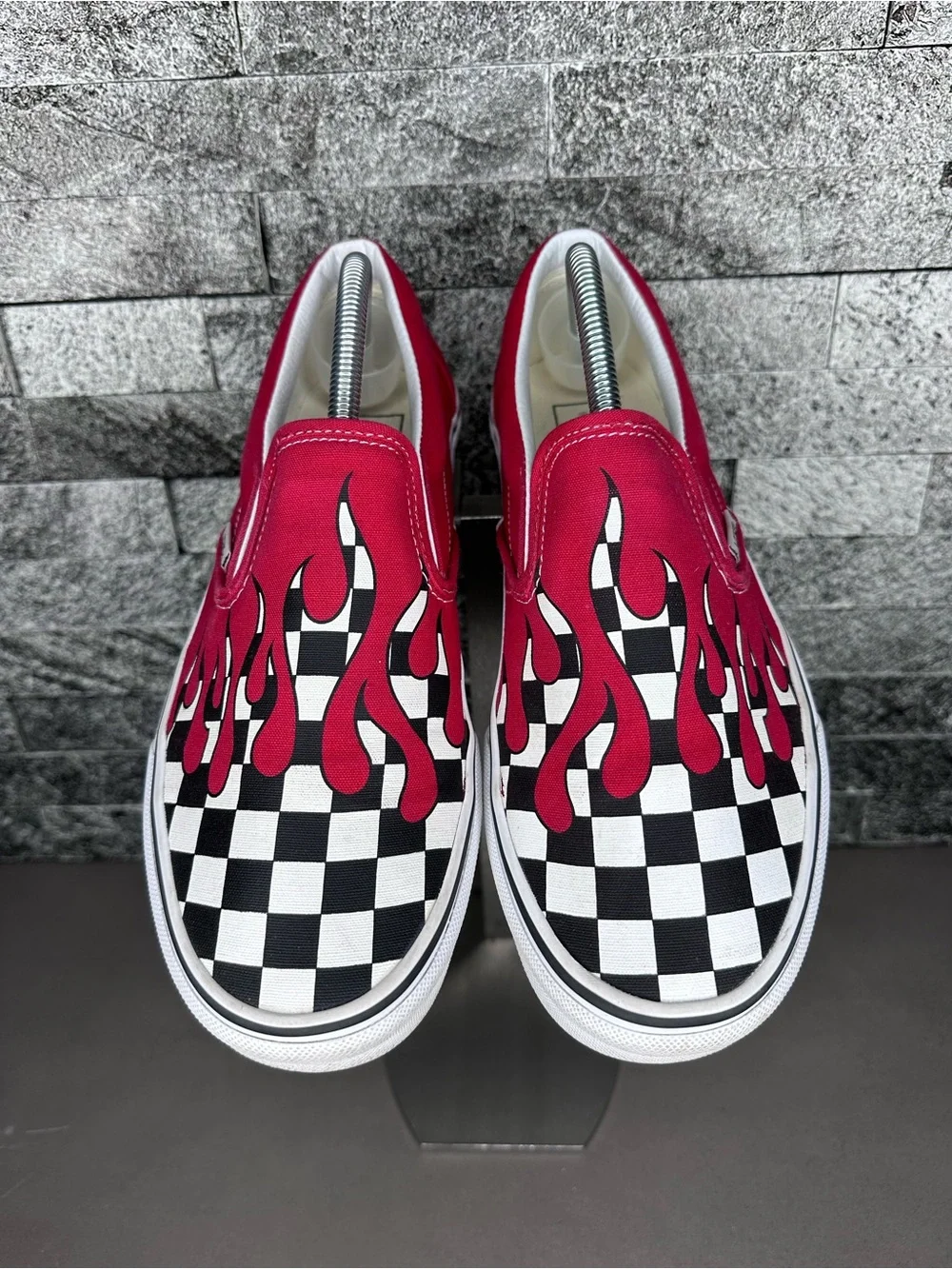 Vans Classic Slip-on Checker Flame Racing Red M9.5/W11